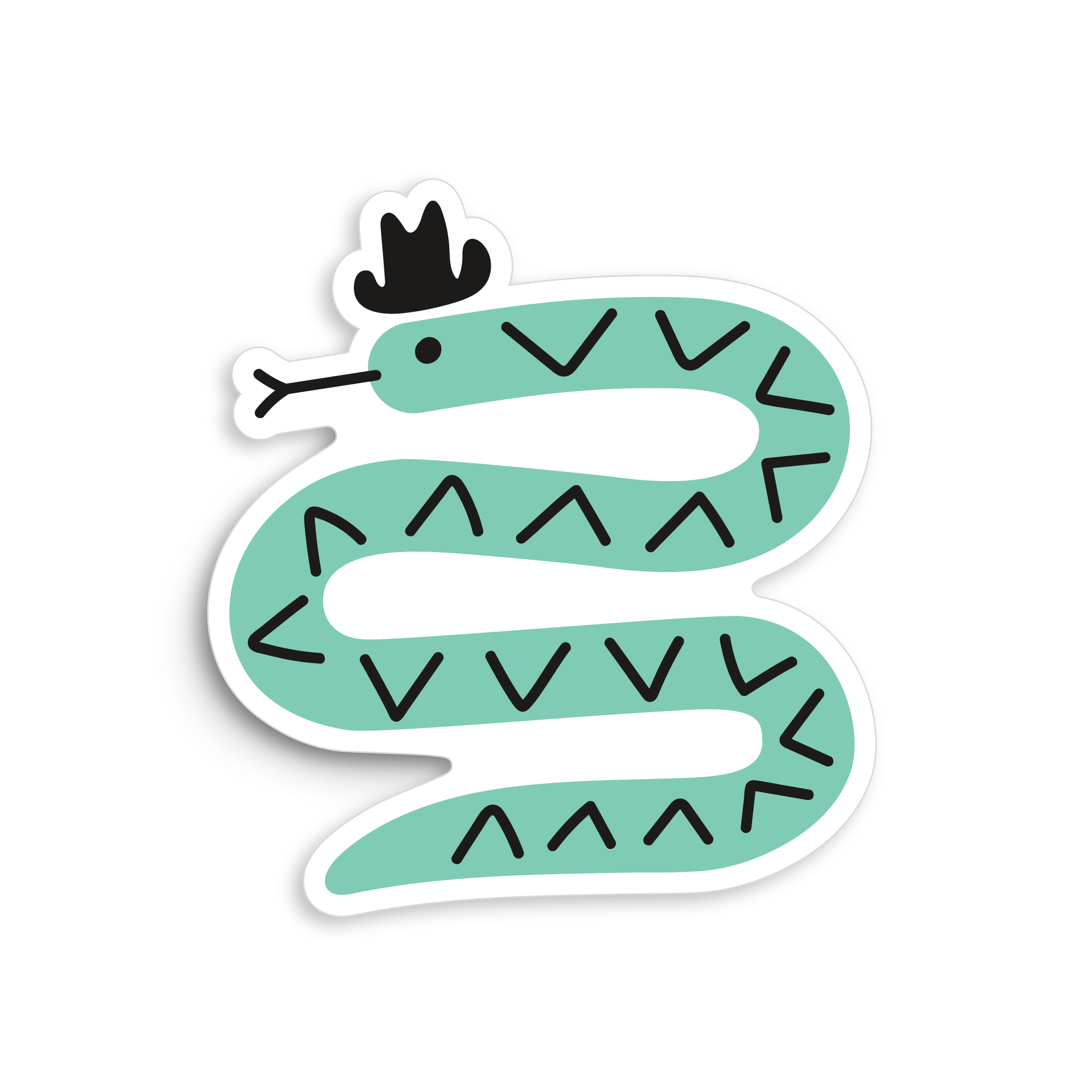 A sticker of a teal snake wearing a cowboy hat.