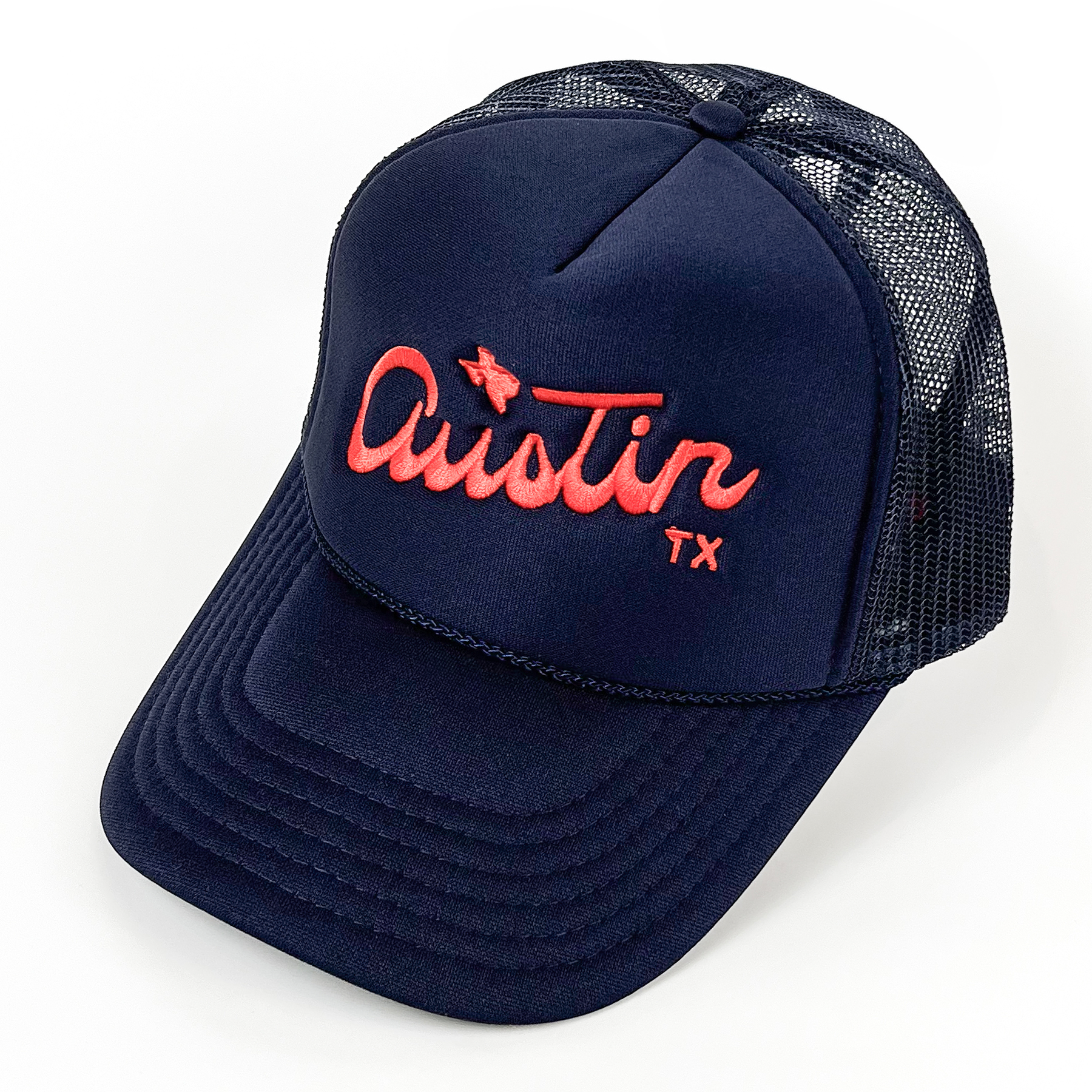 Austin Embroidered Trucker Cap (Navy)