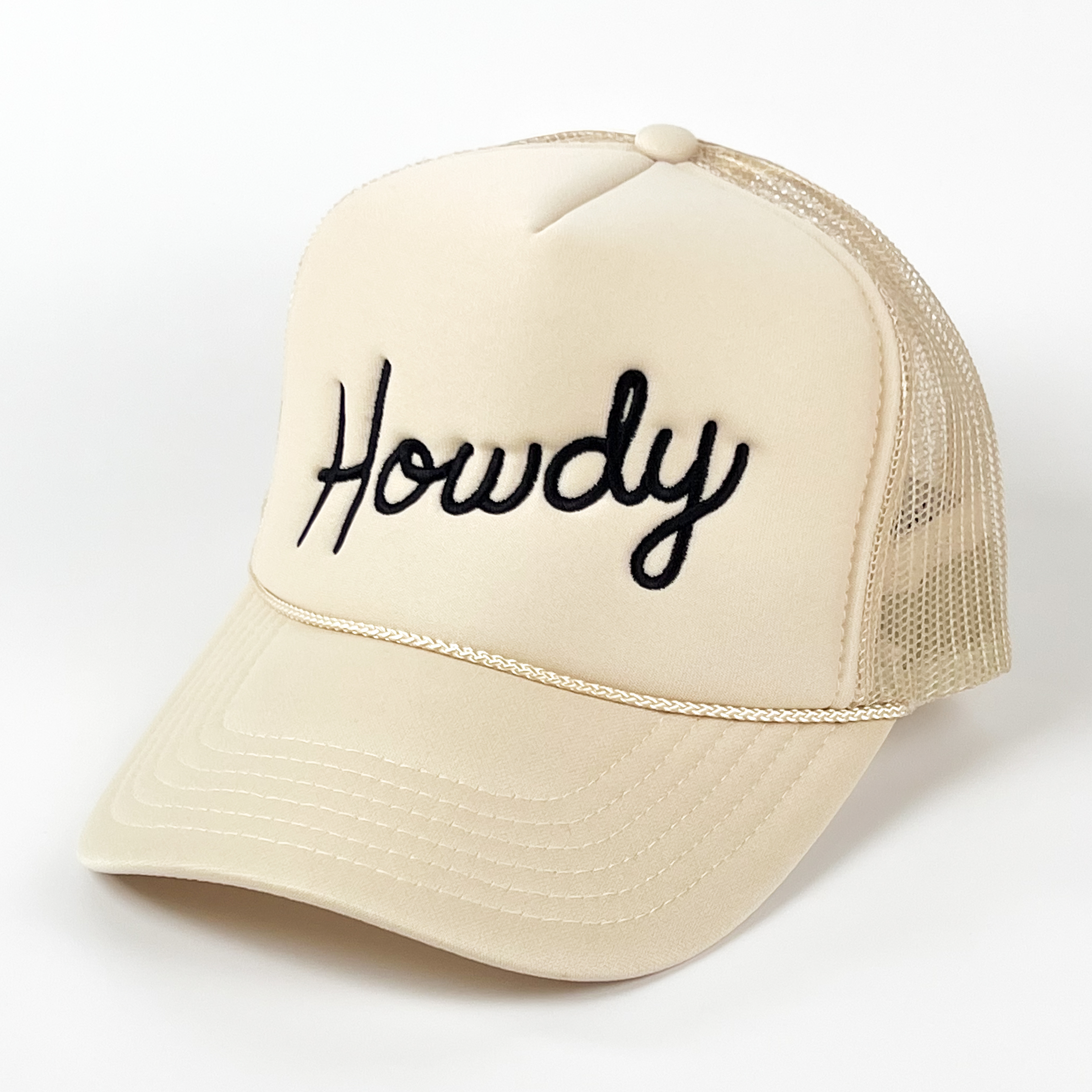 Howdy Trucker Hat Cream Embroidered