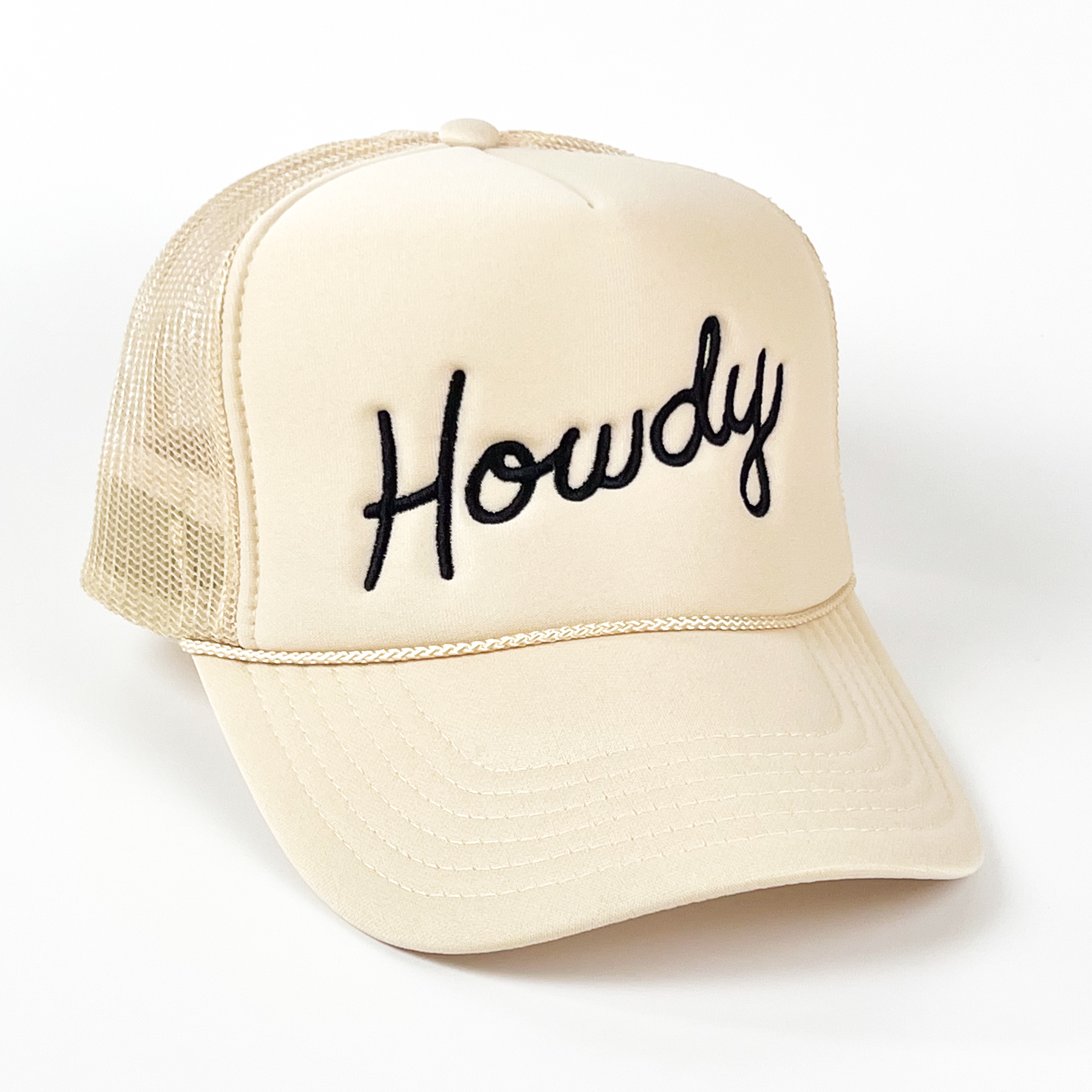Howdy Trucker Hat Cream Embroidered